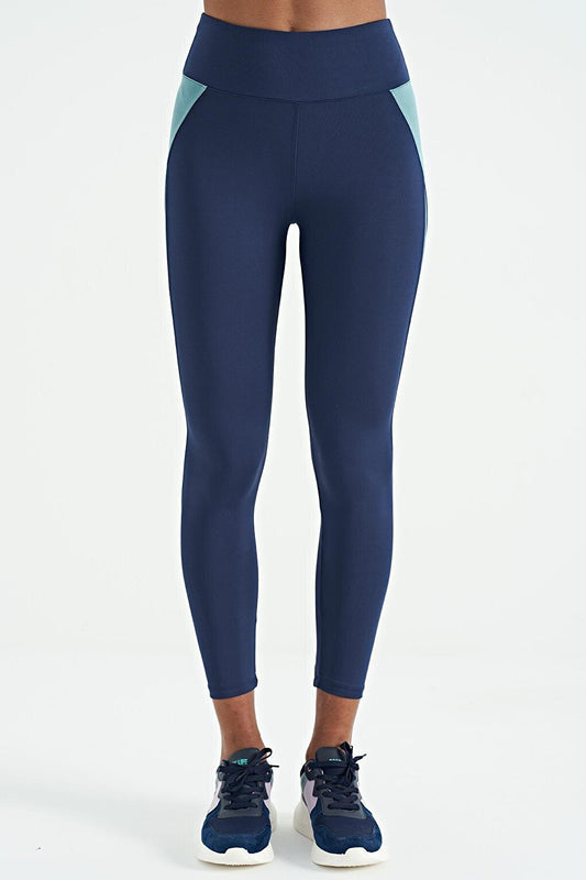 Indigo Stripe Detailed High Waist Slim Fit Women's Leggings - 94636