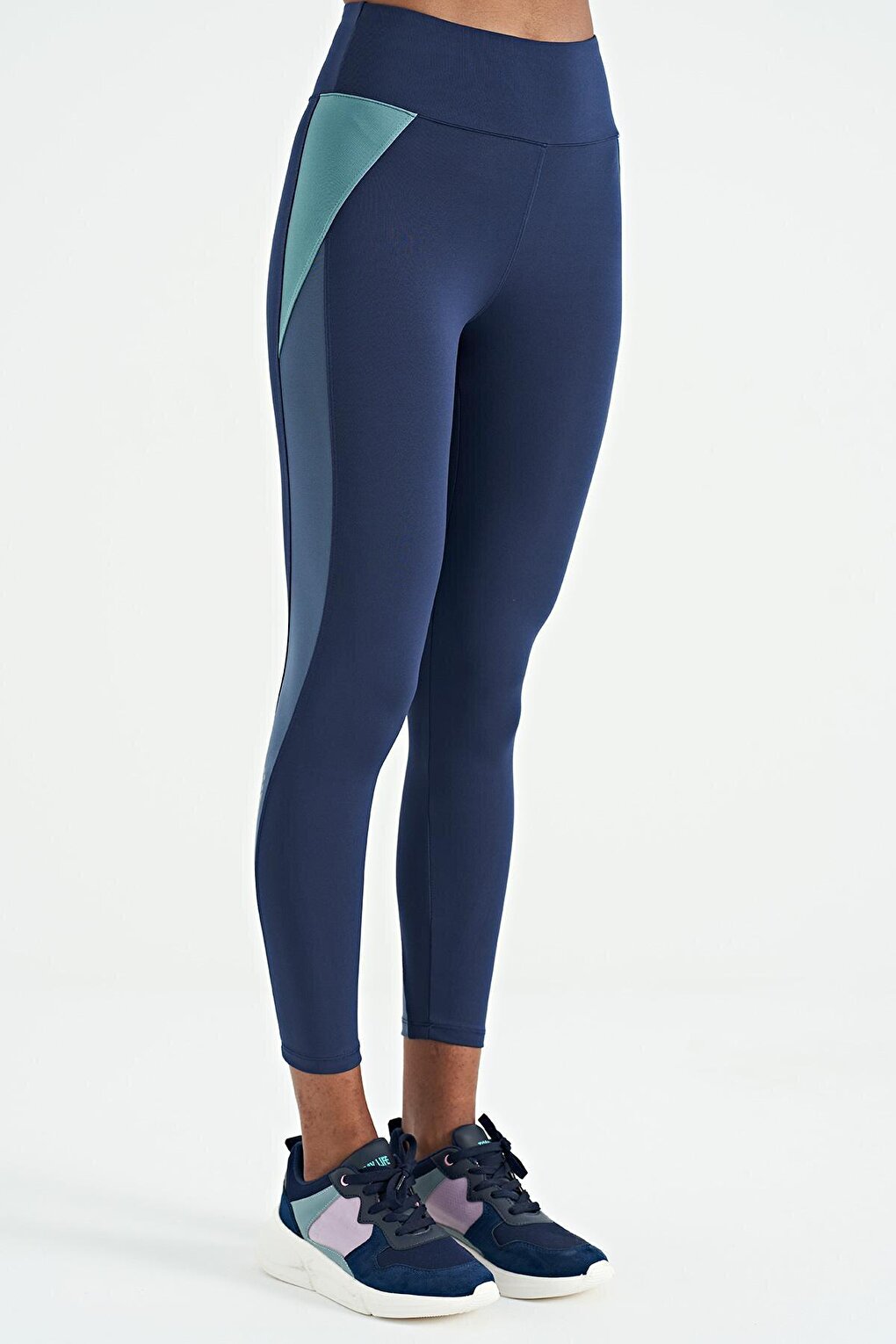 Indigo Stripe Detailed High Waist Slim Fit Women's Leggings - 94636