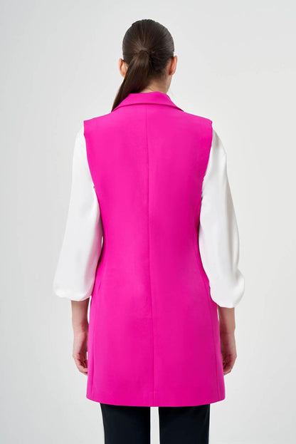 Double Breasted Long Fuchsia Classic Vest