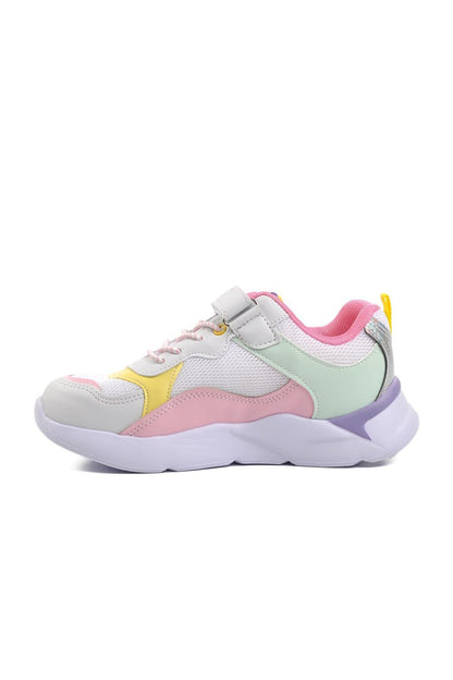 1424-F White-Pink Children's Sports Shoes