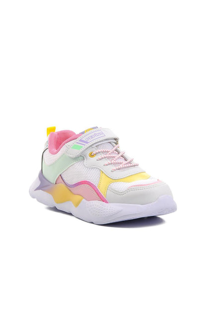 1424-F White-Pink Children's Sports Shoes