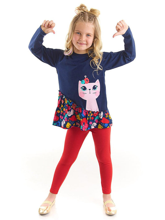 Floral Cat Girl's Tunic Leggings Set