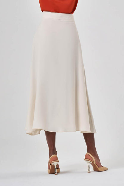 Linen Textured Pleated Beige Skirt