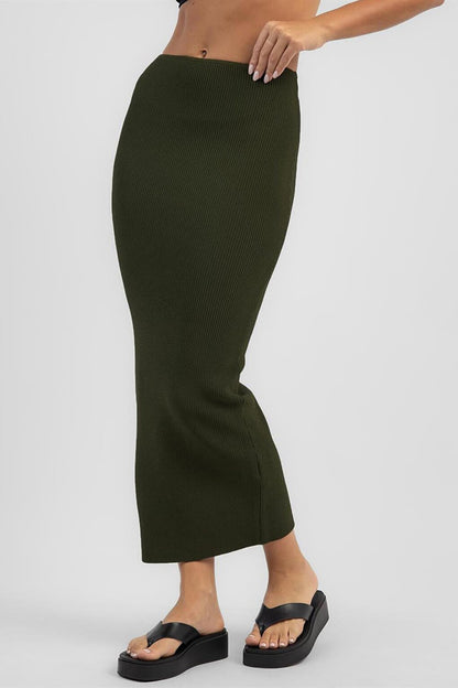 Khaki Basic Long Knitwear Skirt MG1813