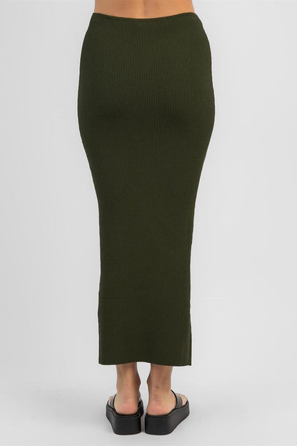 Khaki Basic Long Knitwear Skirt MG1813