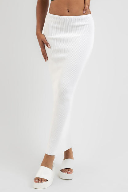 White Basic Long Knitwear Skirt MG1813