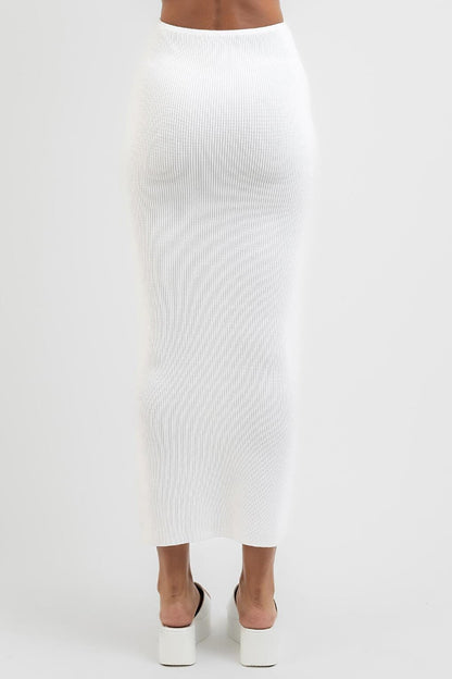 White Basic Long Knitwear Skirt MG1813