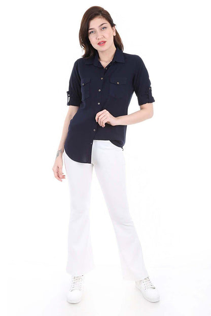 3428 SHIRT WITH DOUBLE FLAP POCKET - Navy Blue