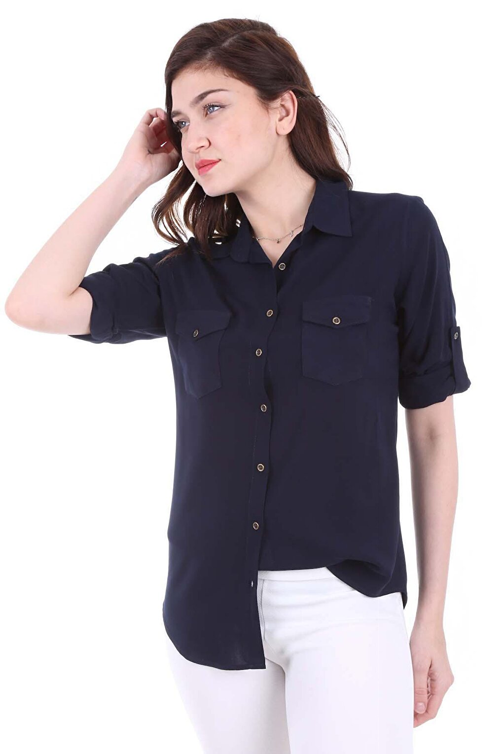 3428 SHIRT WITH DOUBLE FLAP POCKET - Navy Blue