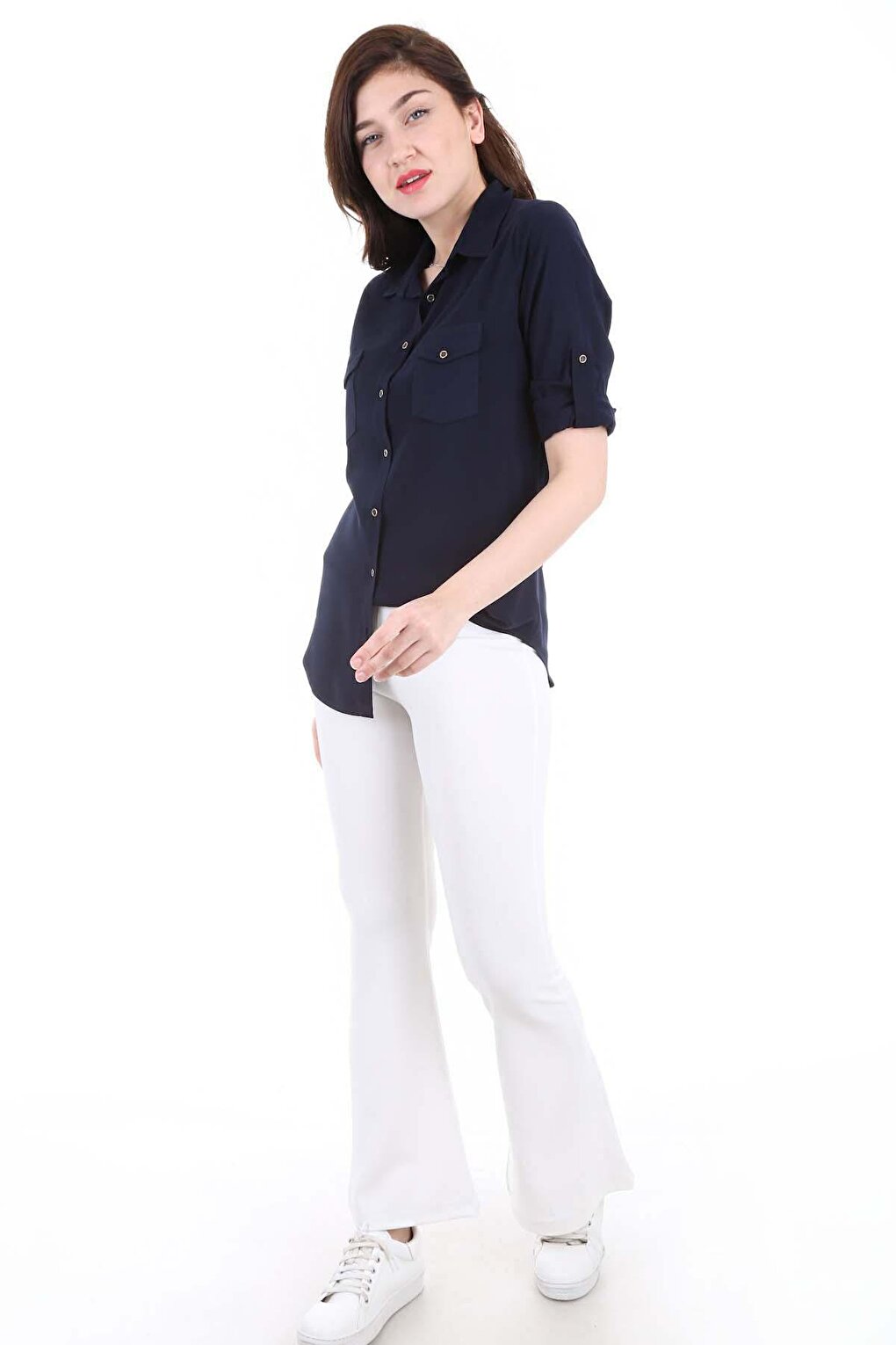 3428 SHIRT WITH DOUBLE FLAP POCKET - Navy Blue