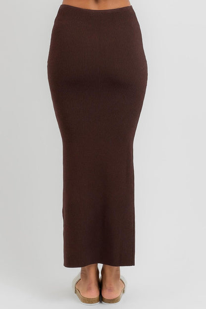 Brown Basic Long Knitwear Skirt MG1813