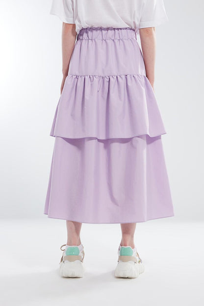 Lilac Layered Skirt with Gathered Waist