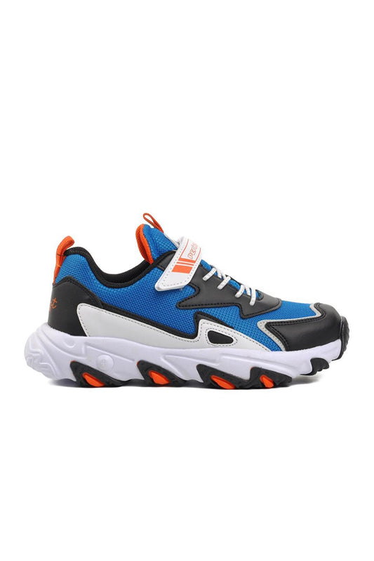 1417-F Navy Blue-Black-Orange Children's Sports Shoes