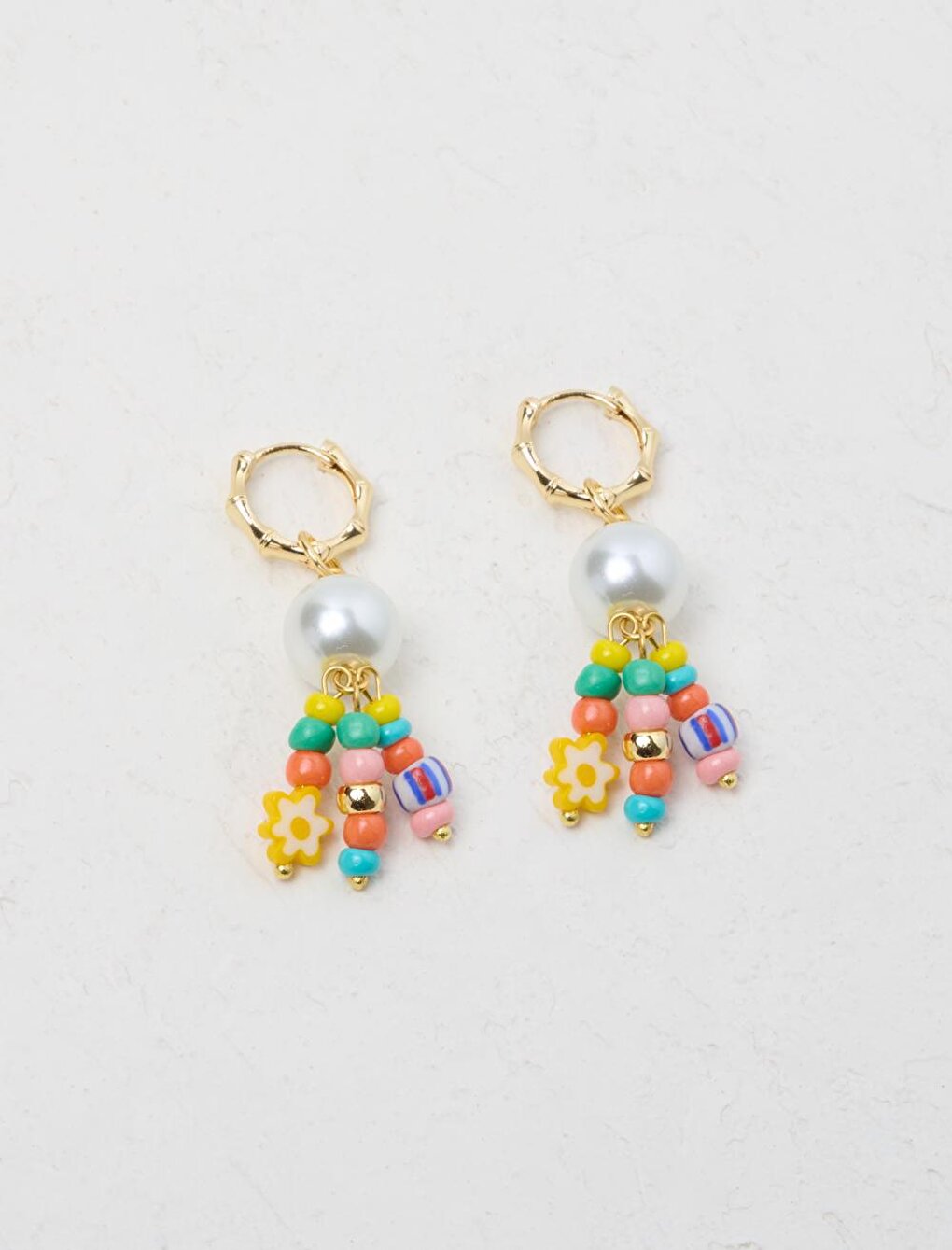 Mixed Bead Detailed Dangle Earrings