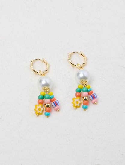 Mixed Bead Detailed Dangle Earrings