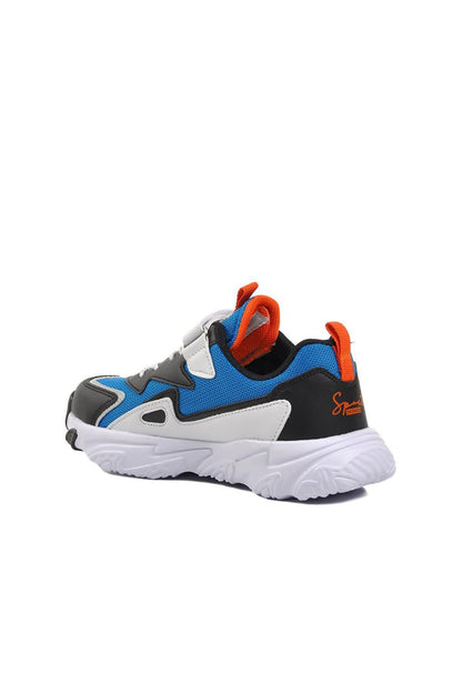 1417-F Navy Blue-Black-Orange Children's Sports Shoes