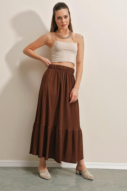 1886 Long Knitted Skirt - Brown