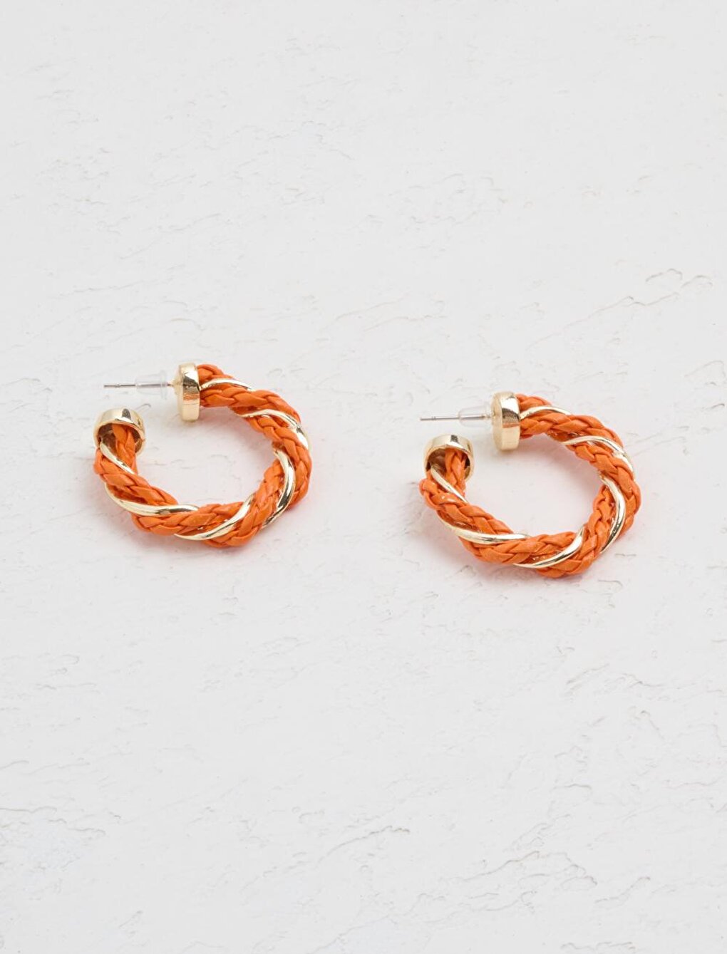 Orange Wicker Detailed Stud Earrings