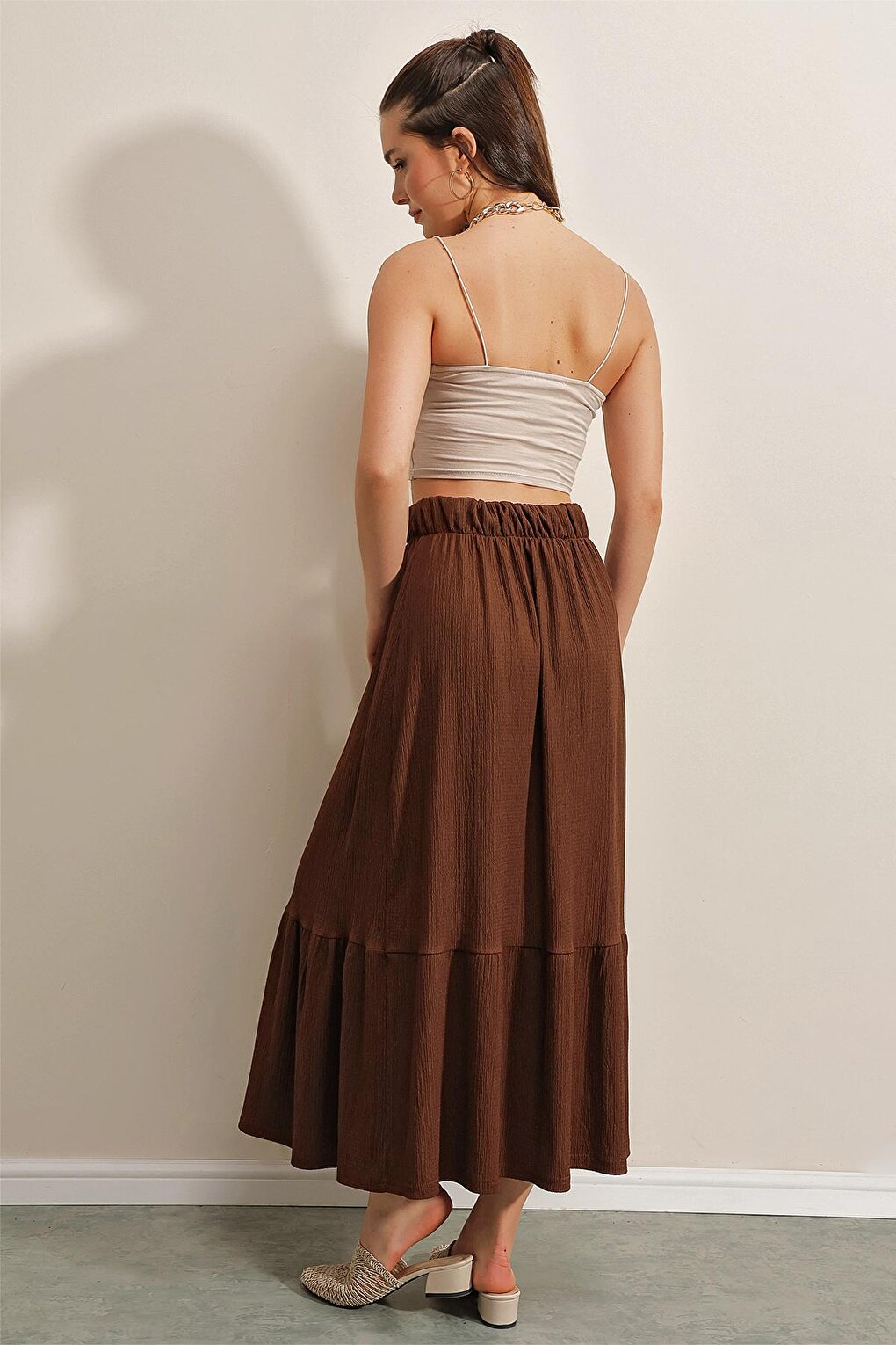 1886 Long Knitted Skirt - Brown