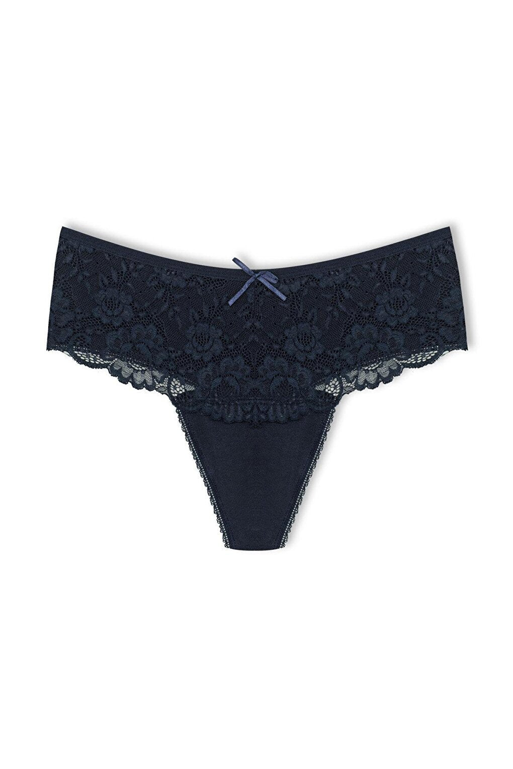 Cotton Lace Front High Waist Thong Women's Panties 3-Piece