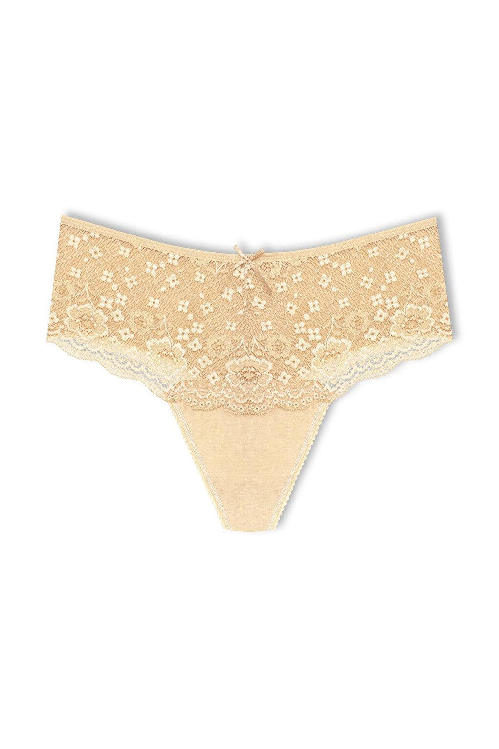 Cotton Lace Front High Waist Thong Women's Panties 3-Piece