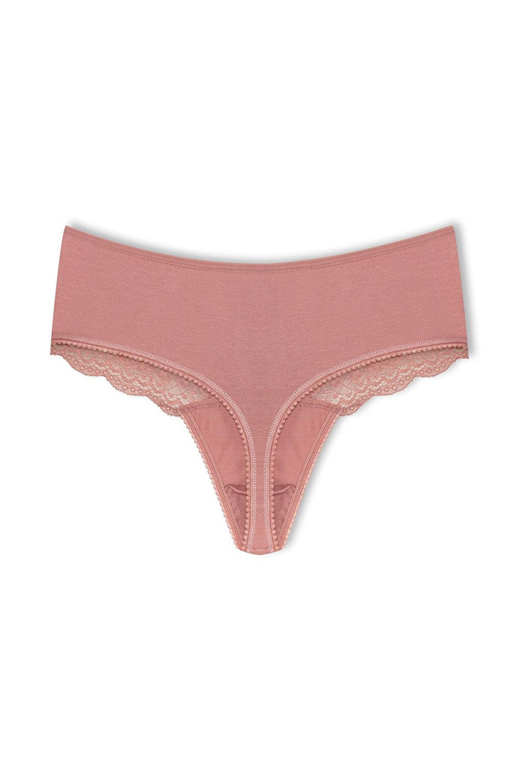 Cotton Lace Front High Waist Thong Women's Panties 3-Piece