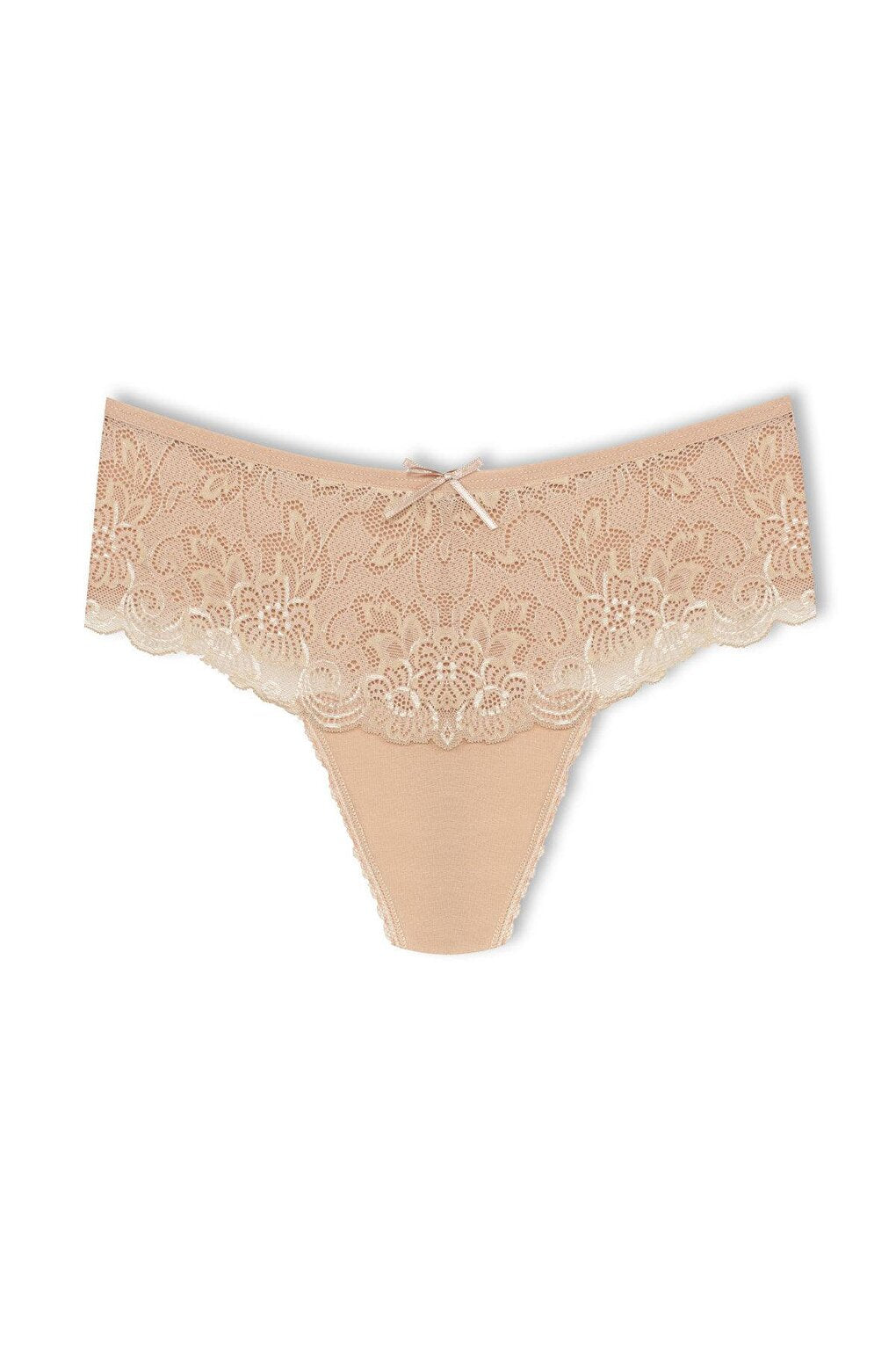 Cotton Lace Front High Waist Thong Women's Panties 2-Piece