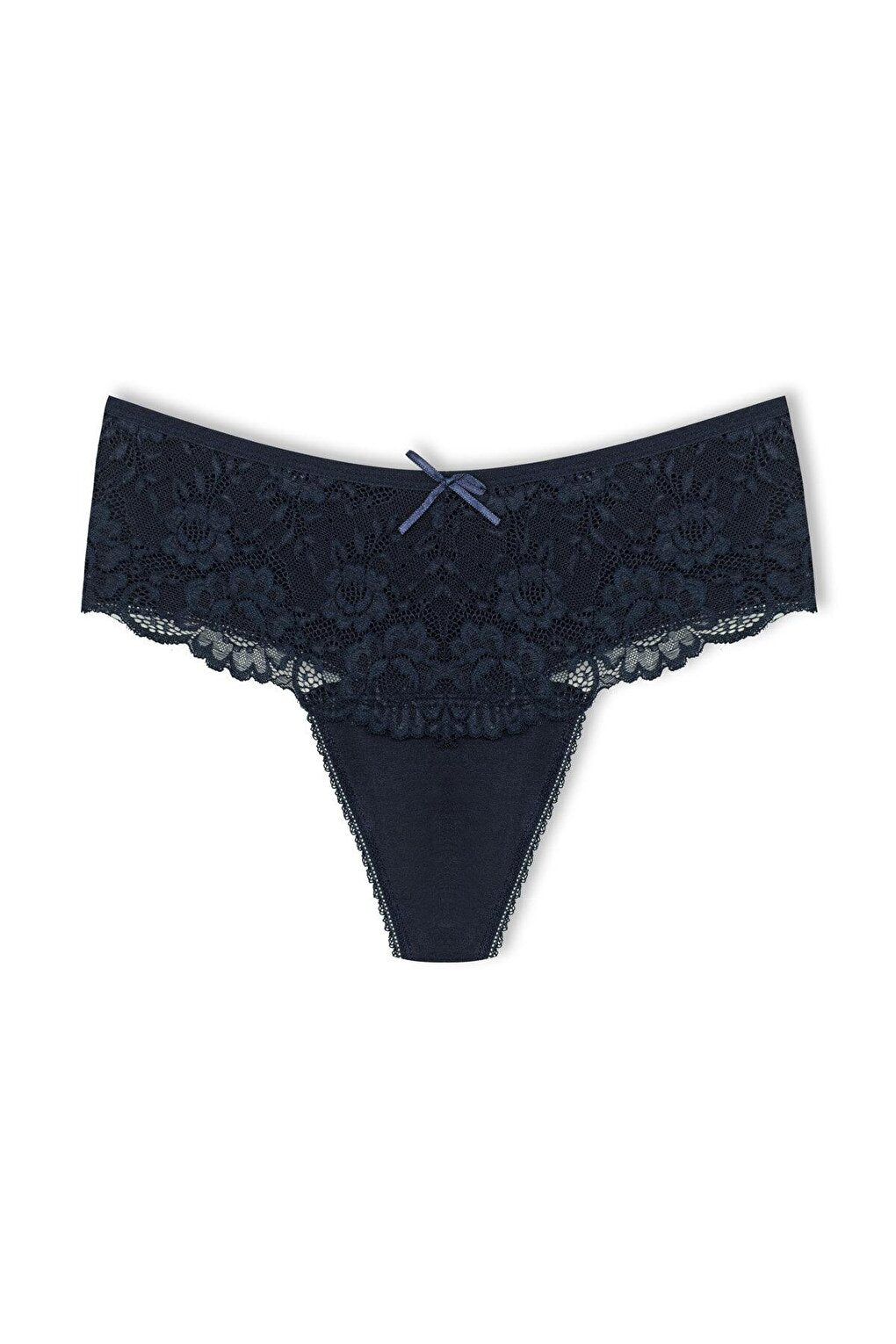 Cotton Lace Front High Waist Thong Women's Panties 2-Piece