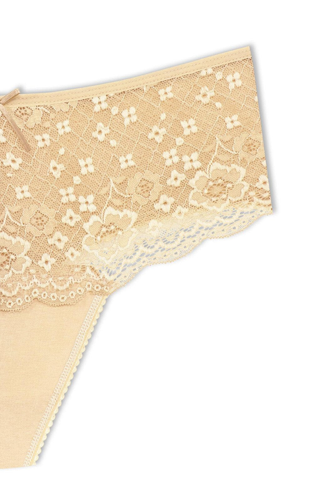 Cotton Lace Front High Waist Thong Women's Panties