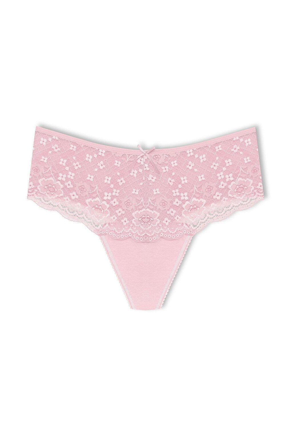 Cotton Lace Front High Waist Thong Women's Panties 2-Piece