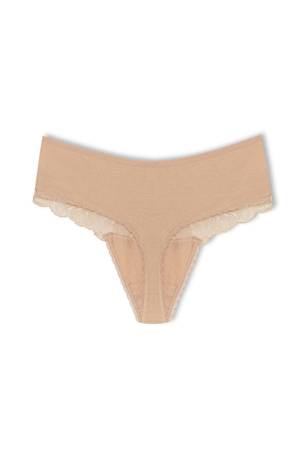 Cotton Lace Front High Waist Thong Women's Panties 2-Piece