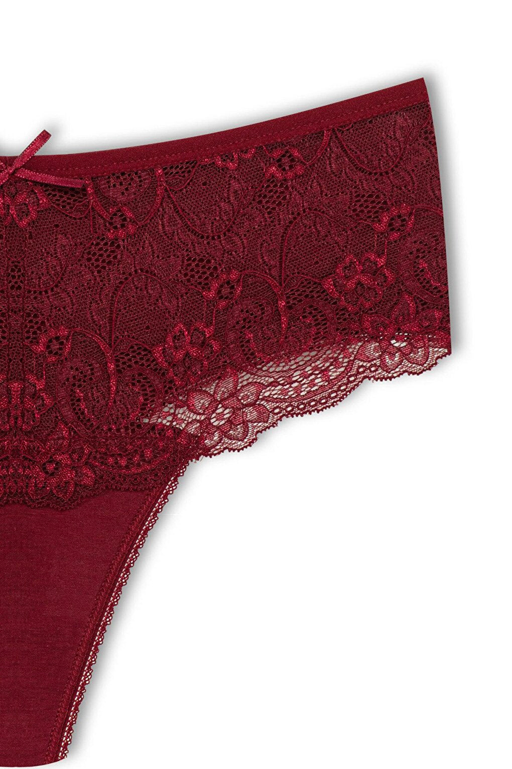 Cotton Lace Front High Waist Thong Women's Panties 2-Piece