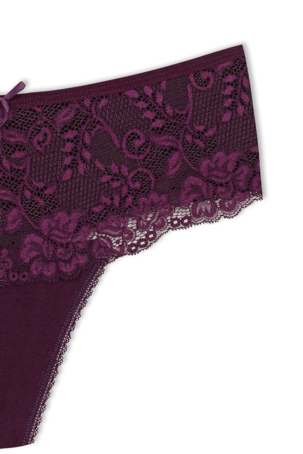 Cotton Lace Front High Waist Thong Women's Panties 2-Piece