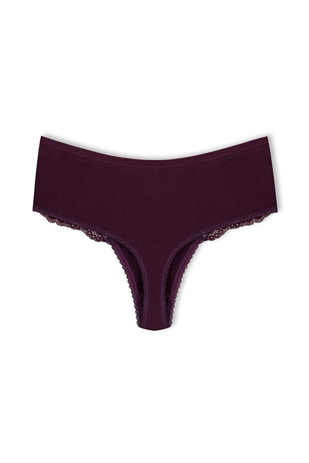 Cotton Lace Front High Waist Thong Women's Panties