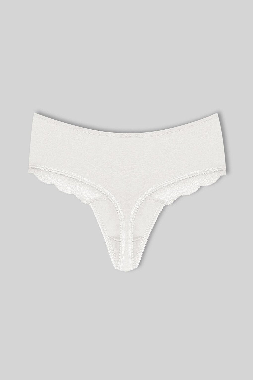 Cotton Lace Front High Waist Thong Women's Panties