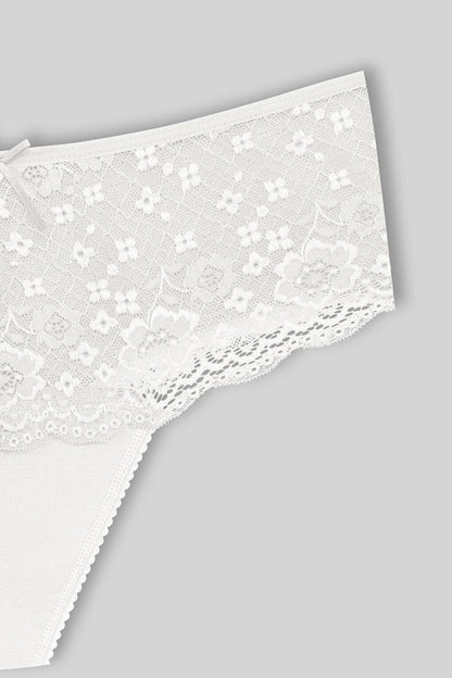 Cotton Lace Front High Waist Thong Women's Panties