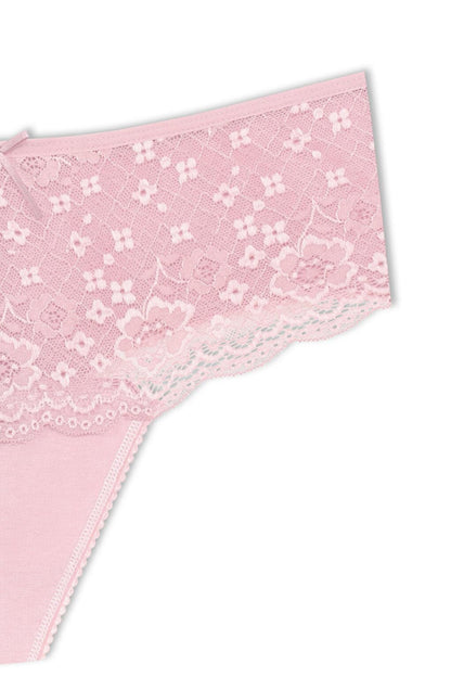 Cotton Lace Front High Waist Thong Women's Panties