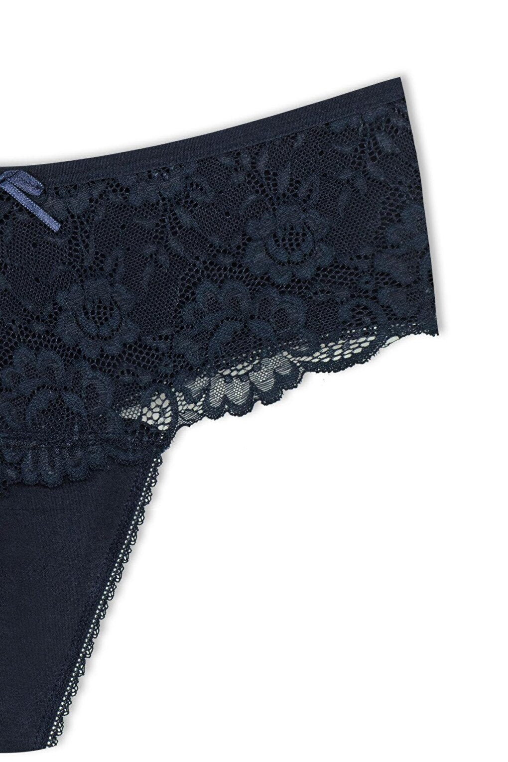 Cotton Lace Front High Waist Thong Women's Panties