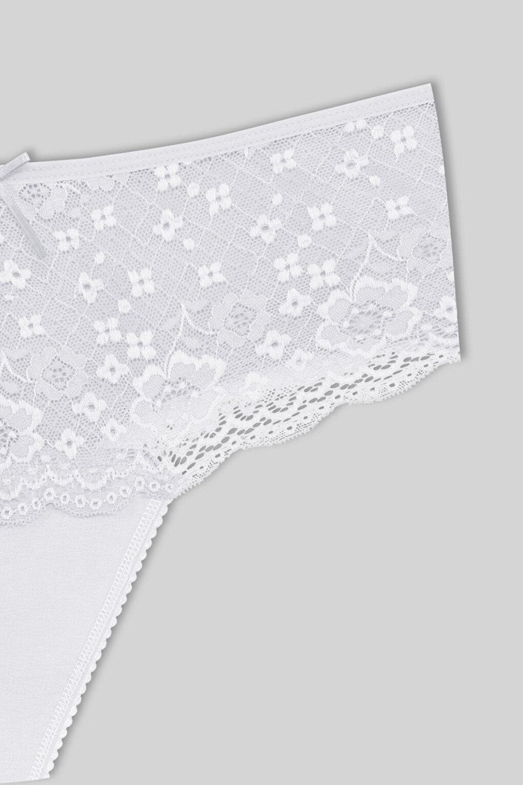 Cotton Lace Front High Waist Thong Women's Panties