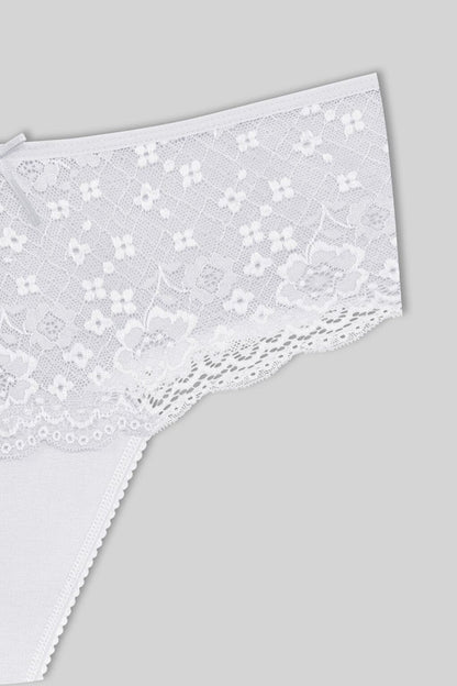 Cotton Lace Front High Waist Thong Women's Panties