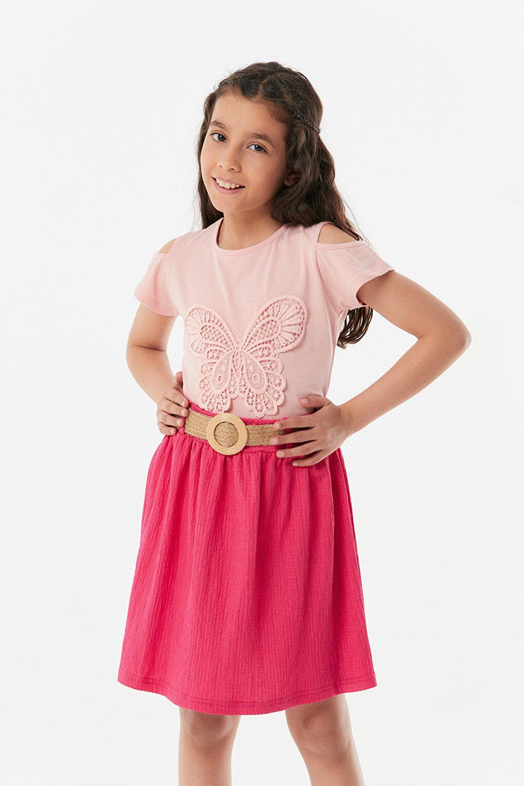 Bürümcük Fabric Wicker Belted Girl's Skirt