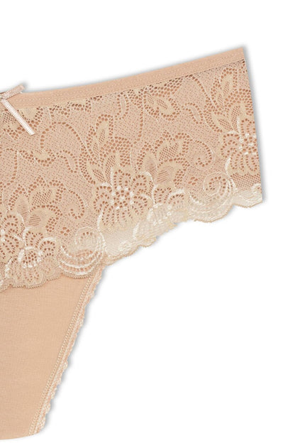 Cotton Lace Front High Waist Thong Women's Panties