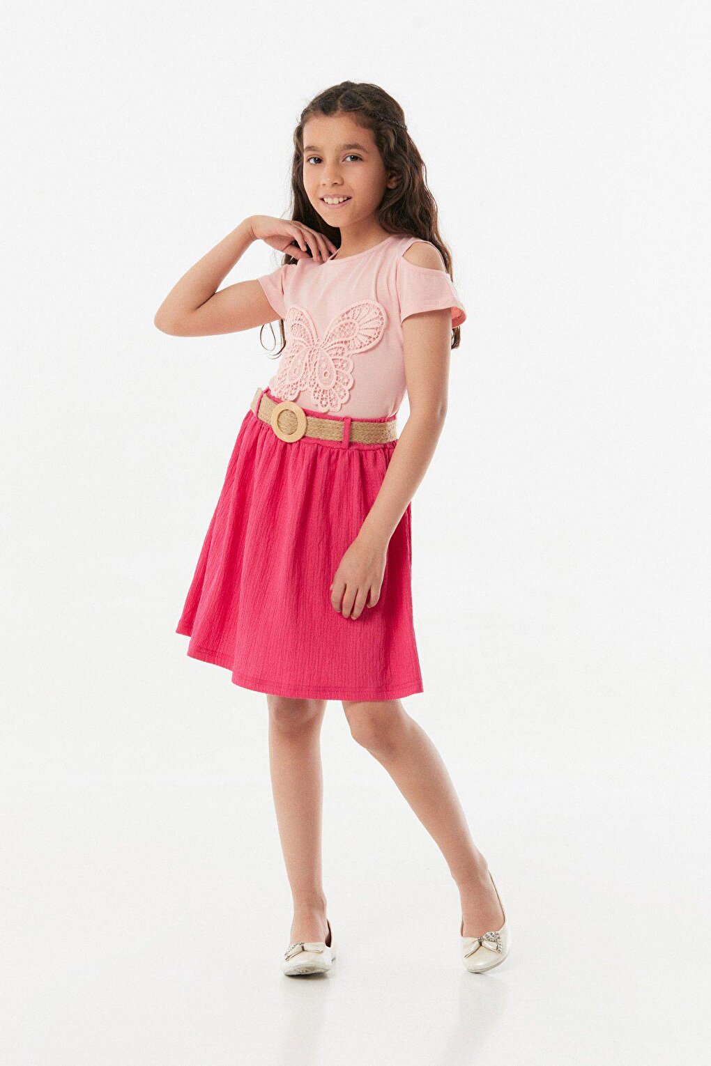 Bürümcük Fabric Wicker Belted Girl's Skirt