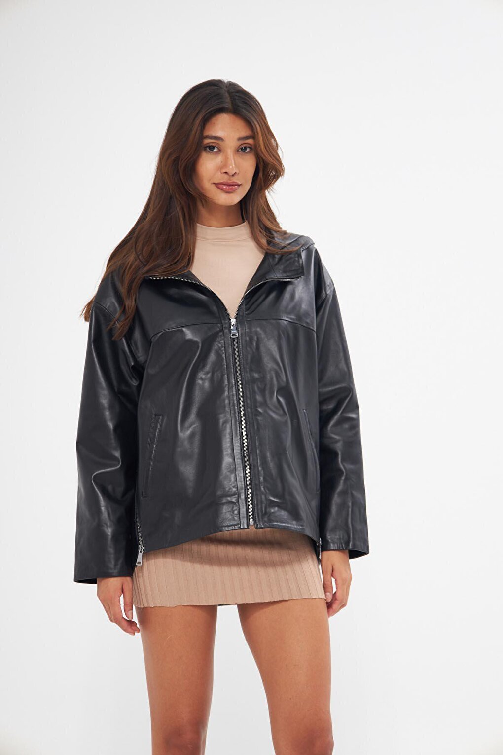 Women's Black Hooded Lambskin Jacket