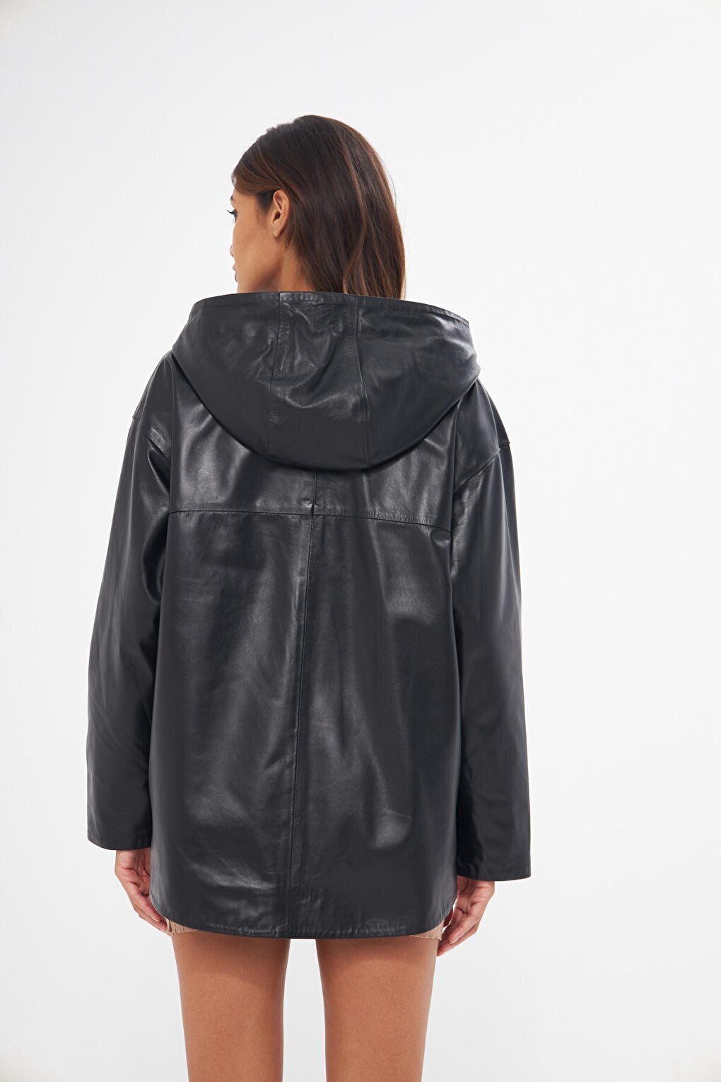 Women's Black Hooded Lambskin Jacket