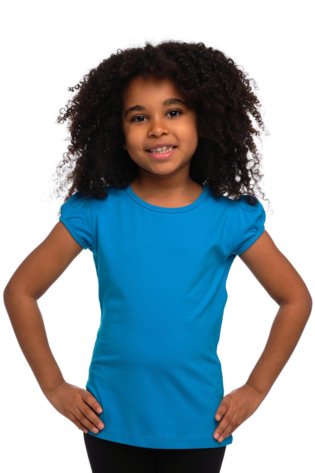 Dark Turquoise Girl's Short Sleeve Basic T-Shirt