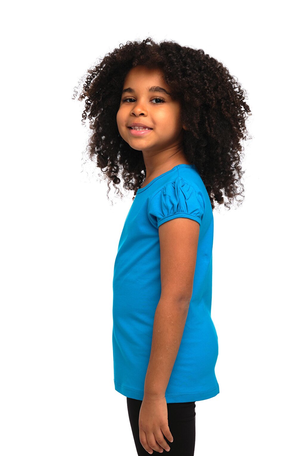 Dark Turquoise Girl's Short Sleeve Basic T-Shirt