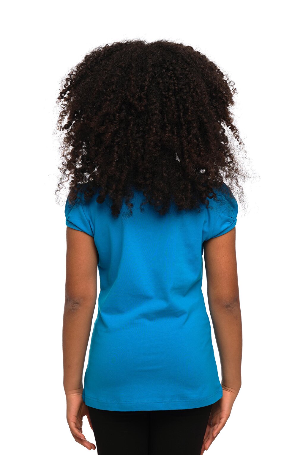 Dark Turquoise Girl's Short Sleeve Basic T-Shirt