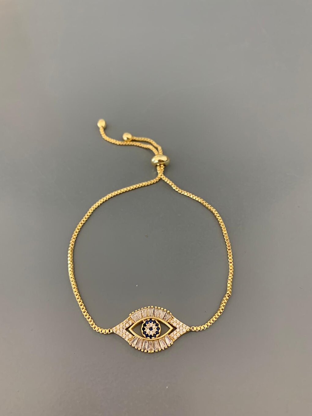 Gold Zircon Baguette Stone Eye Lift Bracelet