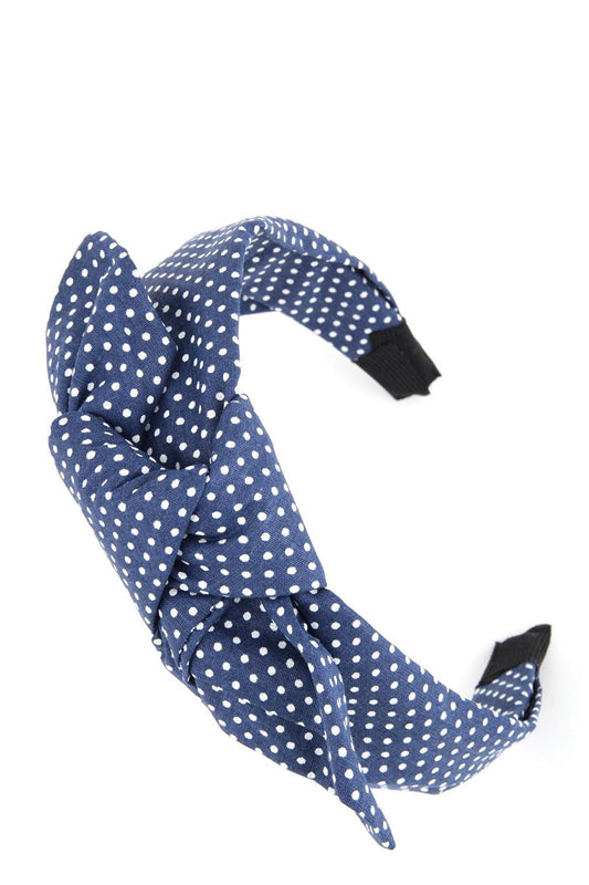 Navy Blue Polka Dot Bow Crown